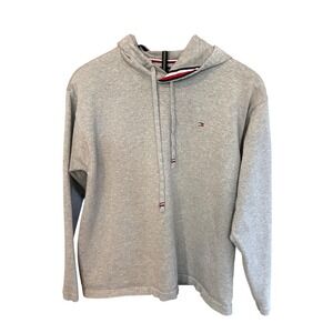 Tommy Hilfiger Mens Hoodie Gray Cotton Pullover Logo Sweatshirt Size M